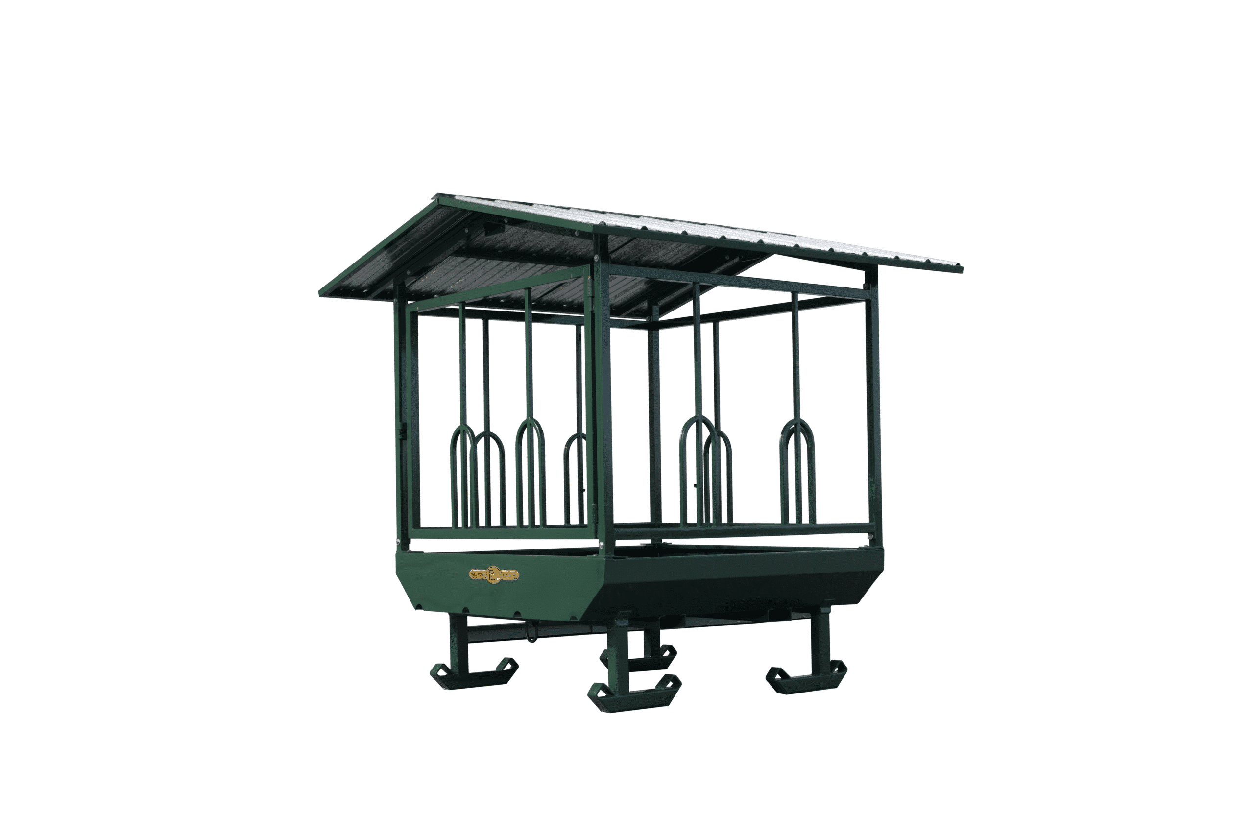 6' 4 sided standard large bale hay feeder for several horses to feed from