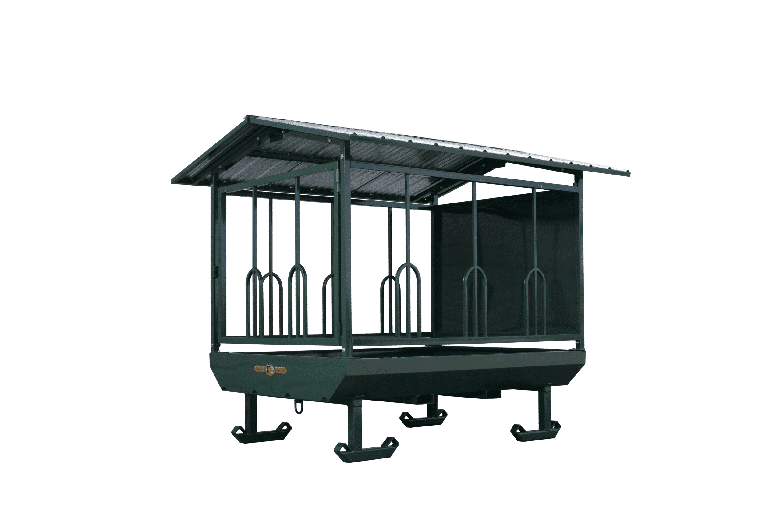 8' 3 sided standard w roof large bale feeder