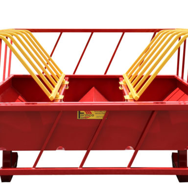 rear gate open on round bale feeder
